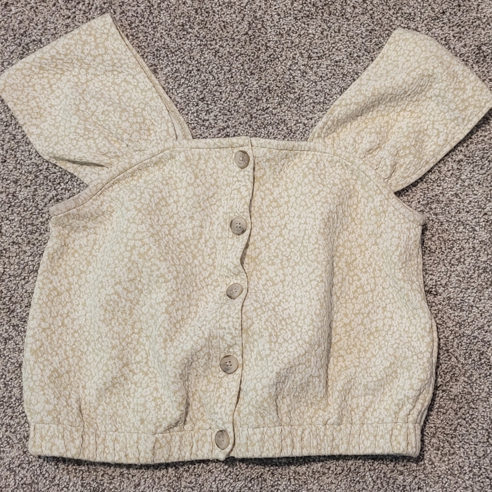 Madewell Cream Button-Front Crop Top